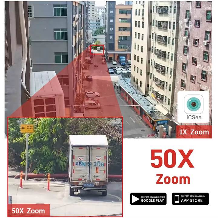 50x zoom PTZ camera app view
