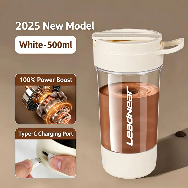 LeadNear Tritan electric mixing cup, 500ml, 2025 new model with 100% power boost and Type-C charging