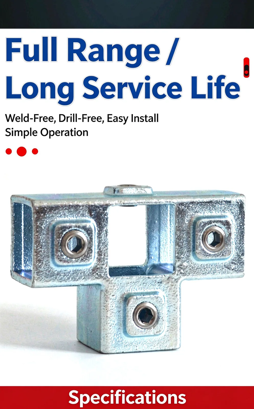 T-type square tube connector easy install