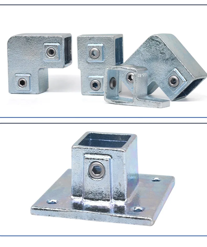 Square tube connector L-bracket and base plate