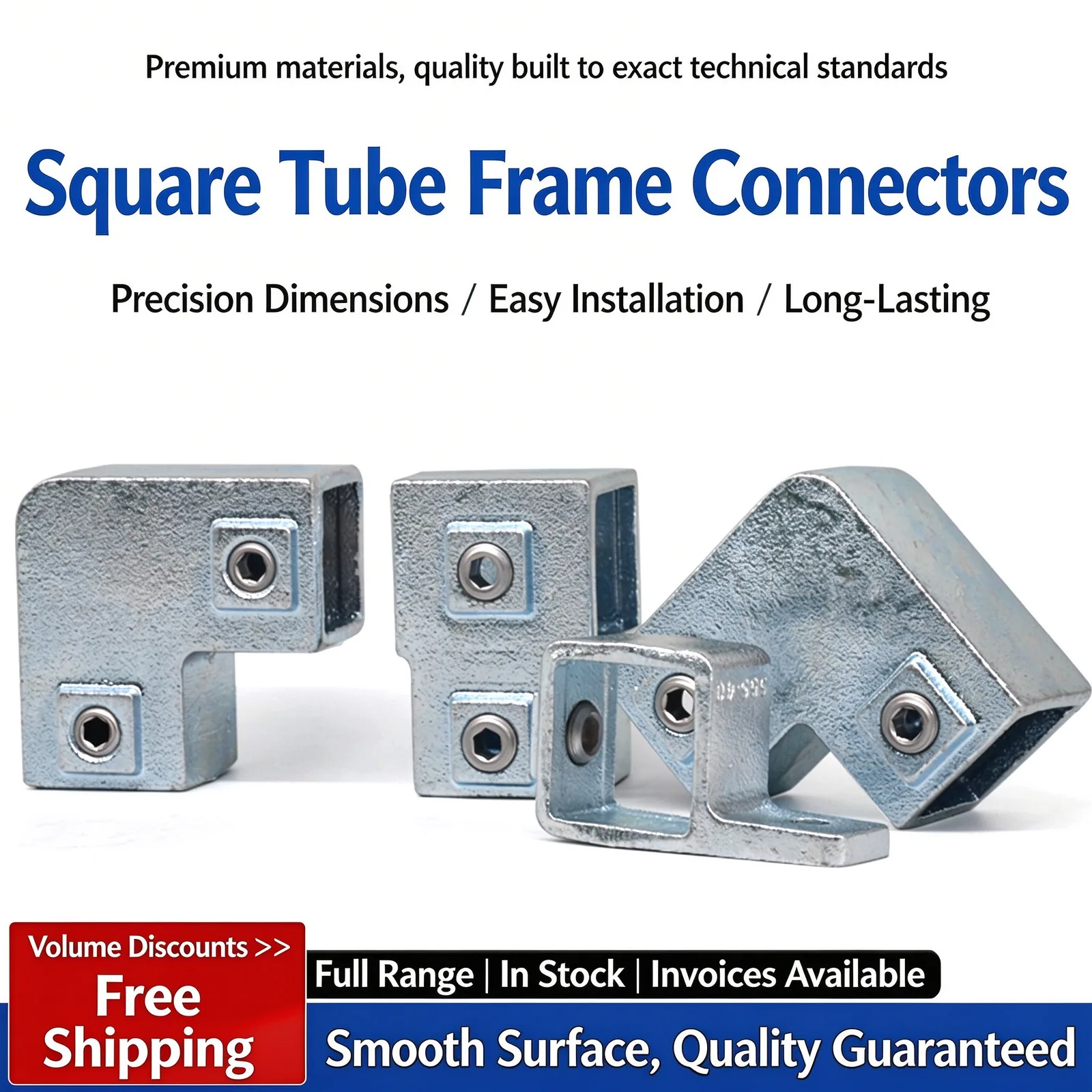 Square tube frame connectors