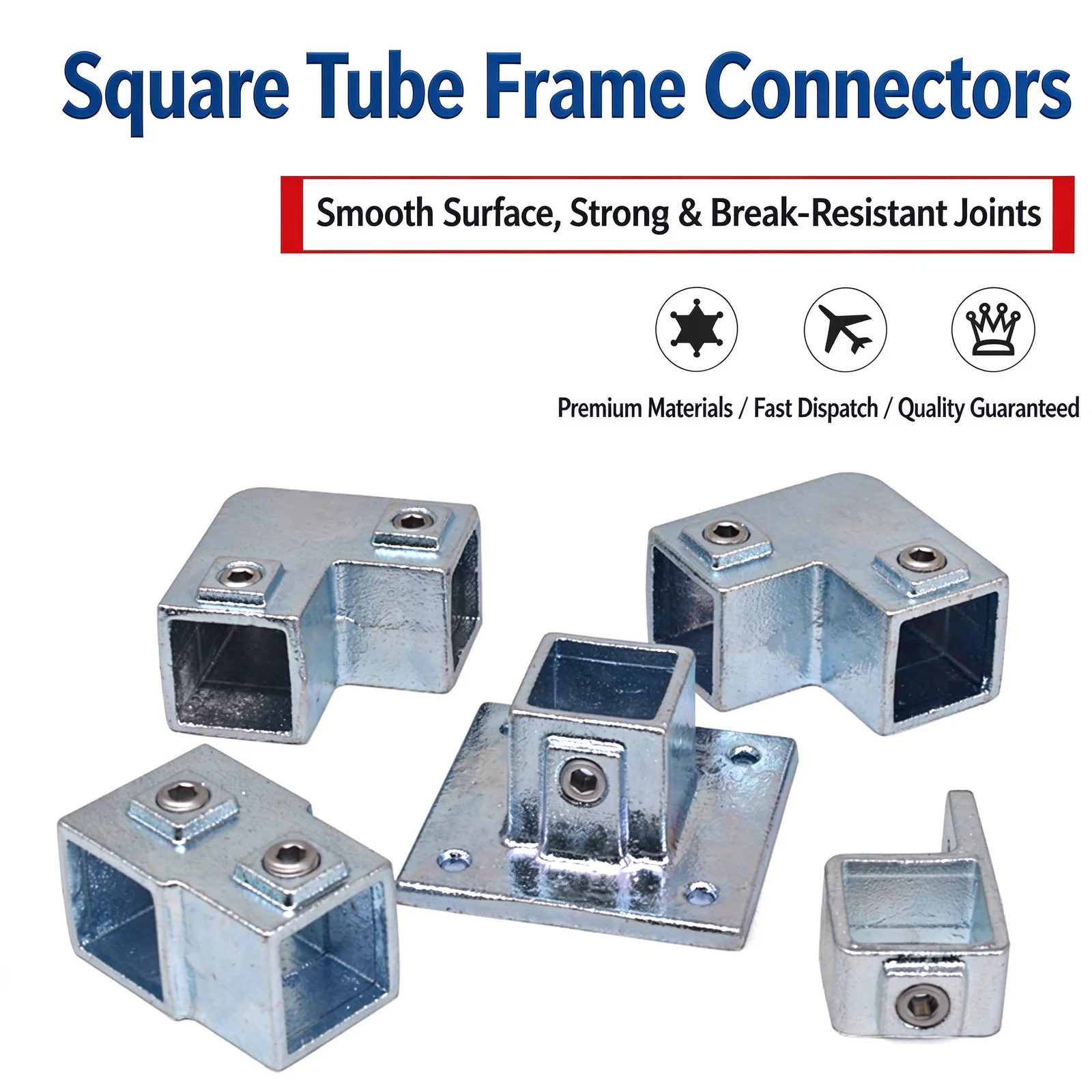 Square tube connector types
