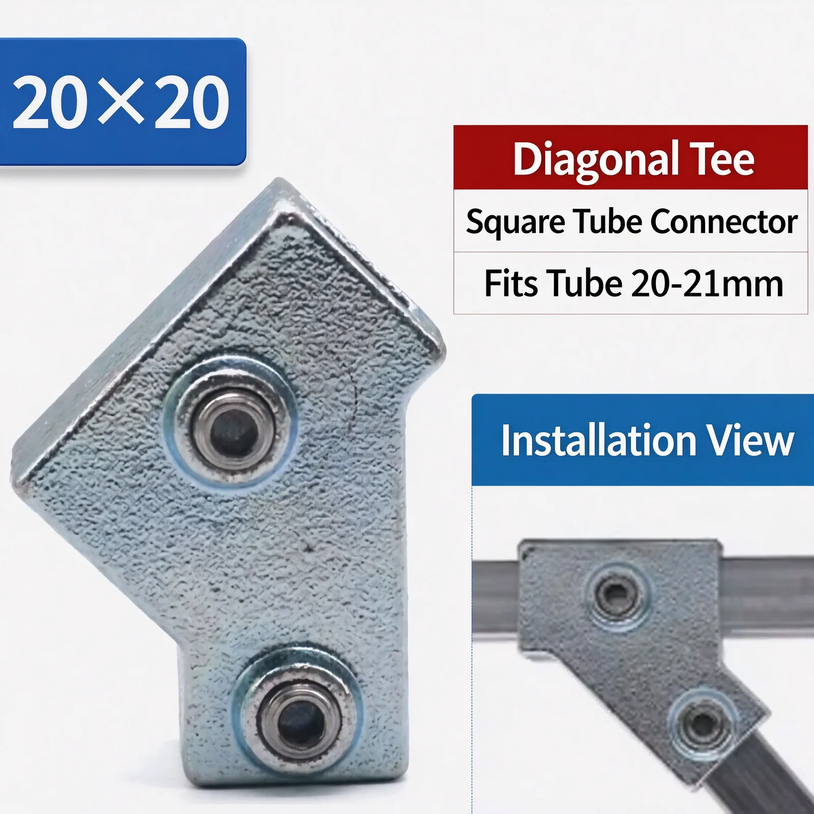 Diagonal Tee square tube connector