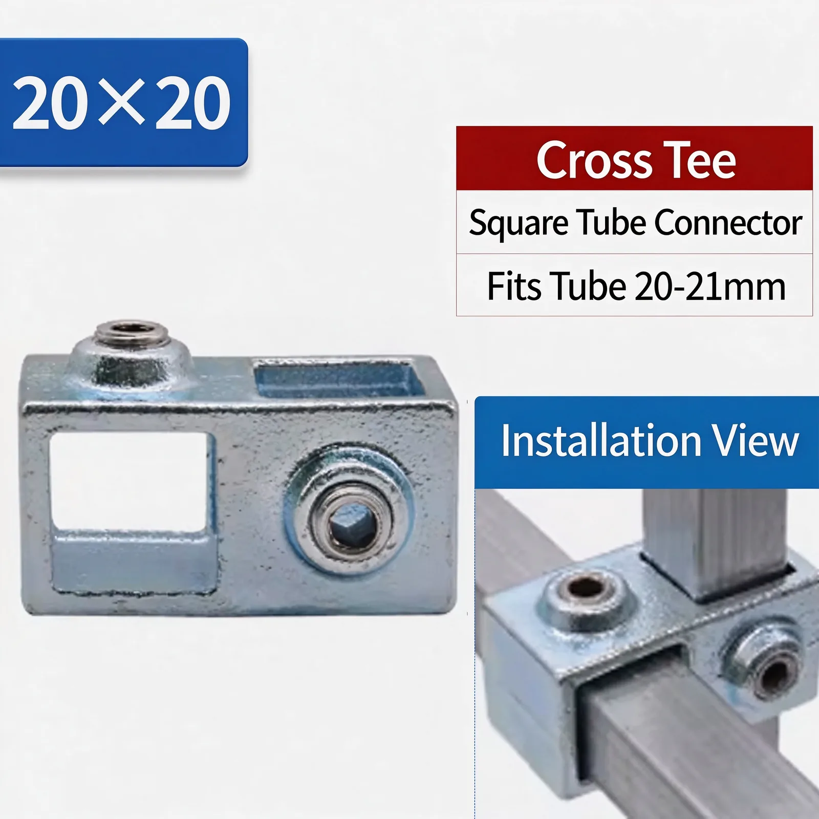 Cross Tee square tube connector