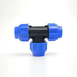 Tee connector with blue compression nuts