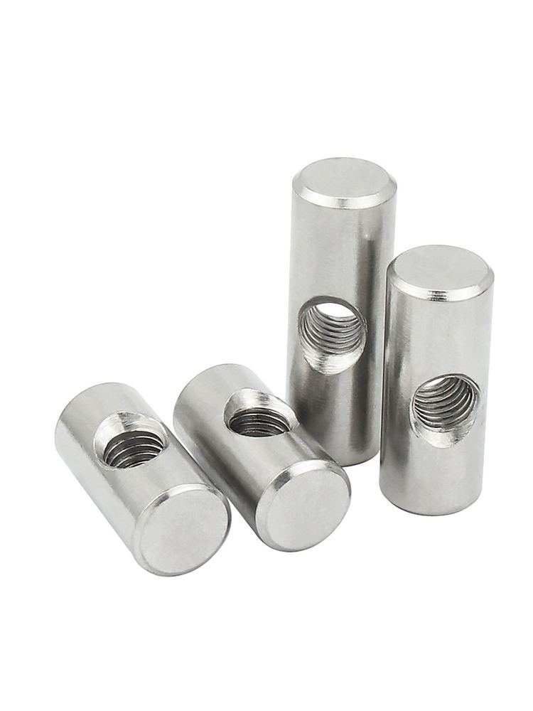 Stainless steel hammer-head nuts and pins with cross holes