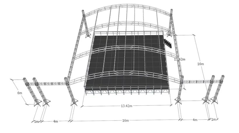 Curved Aluminum Spigot Truss 400×600mm