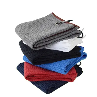 Factory Direct Customized Logo Printed Quick-Dry Eco-Friendly Portable Golf Towel with Hook Microfiber