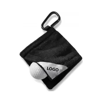 Golf Towel Logo Polyester Microfiber Sport Cleaning Golf Towel with Hooks