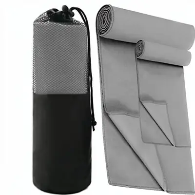 Quick Dry Microfiber Towel Lightweight Portable Travel Sports Towel Solid Color Machine Washable Grey for Beach Swimming