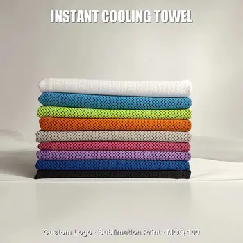 Portable Adult Microfiber Cooling Towel Quick Dry Instant Cold Solid Color Sports Use with Custom Logo Sublimation Print